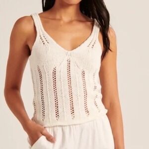 Abercrombie Pointelle Crochet Knit Tank Top Small